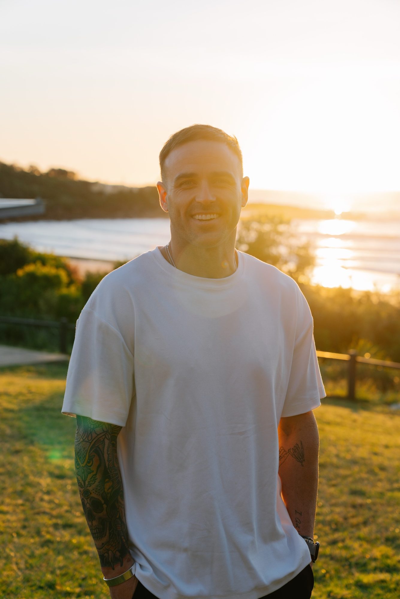 Davey Lloyd smiling at sunrise